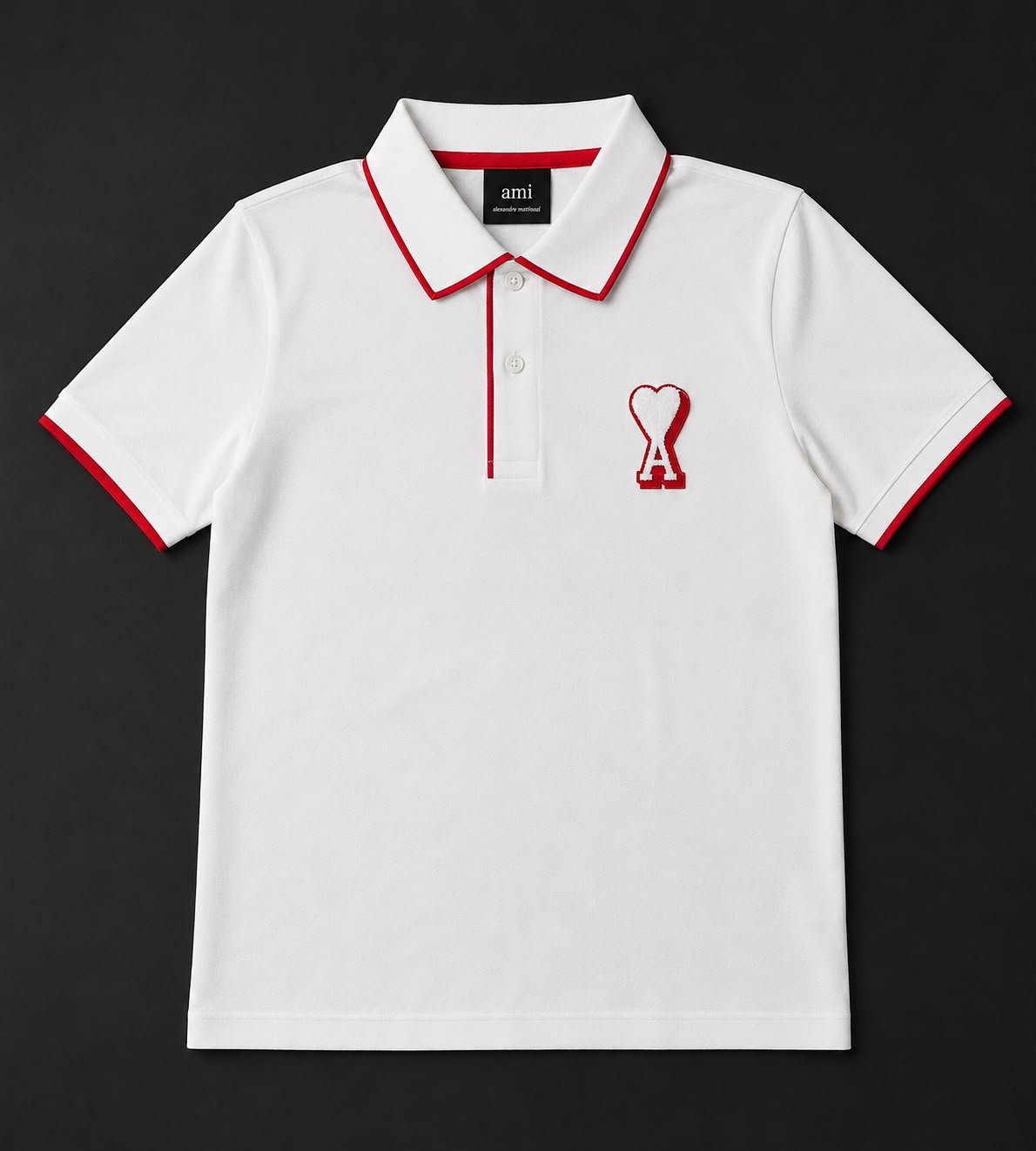 Ami Paris White Premium Polo Tshirt - Image 2