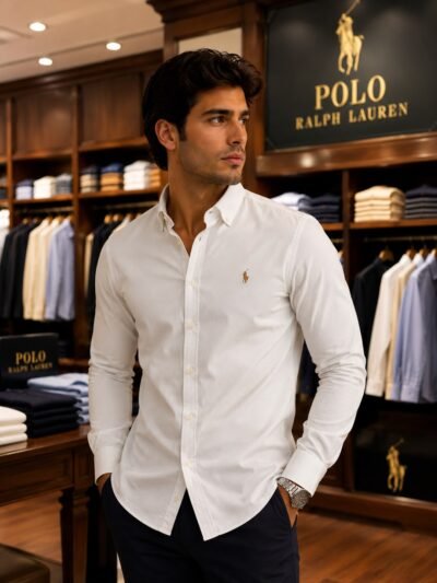 RL Polo Premium Linen Shirts (White Color)