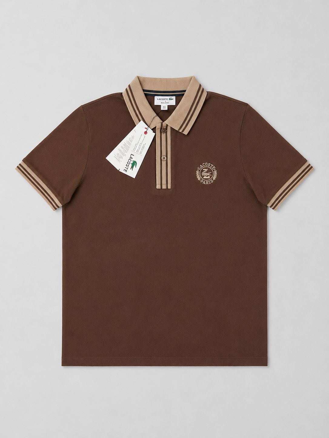Premium Lacoste Collar Tshirt (Brown)