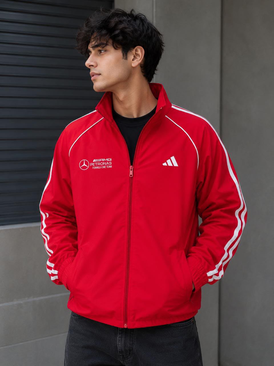 Special Edition Adidas Mercedes Benz Rain Jackets Waterproof (Red)