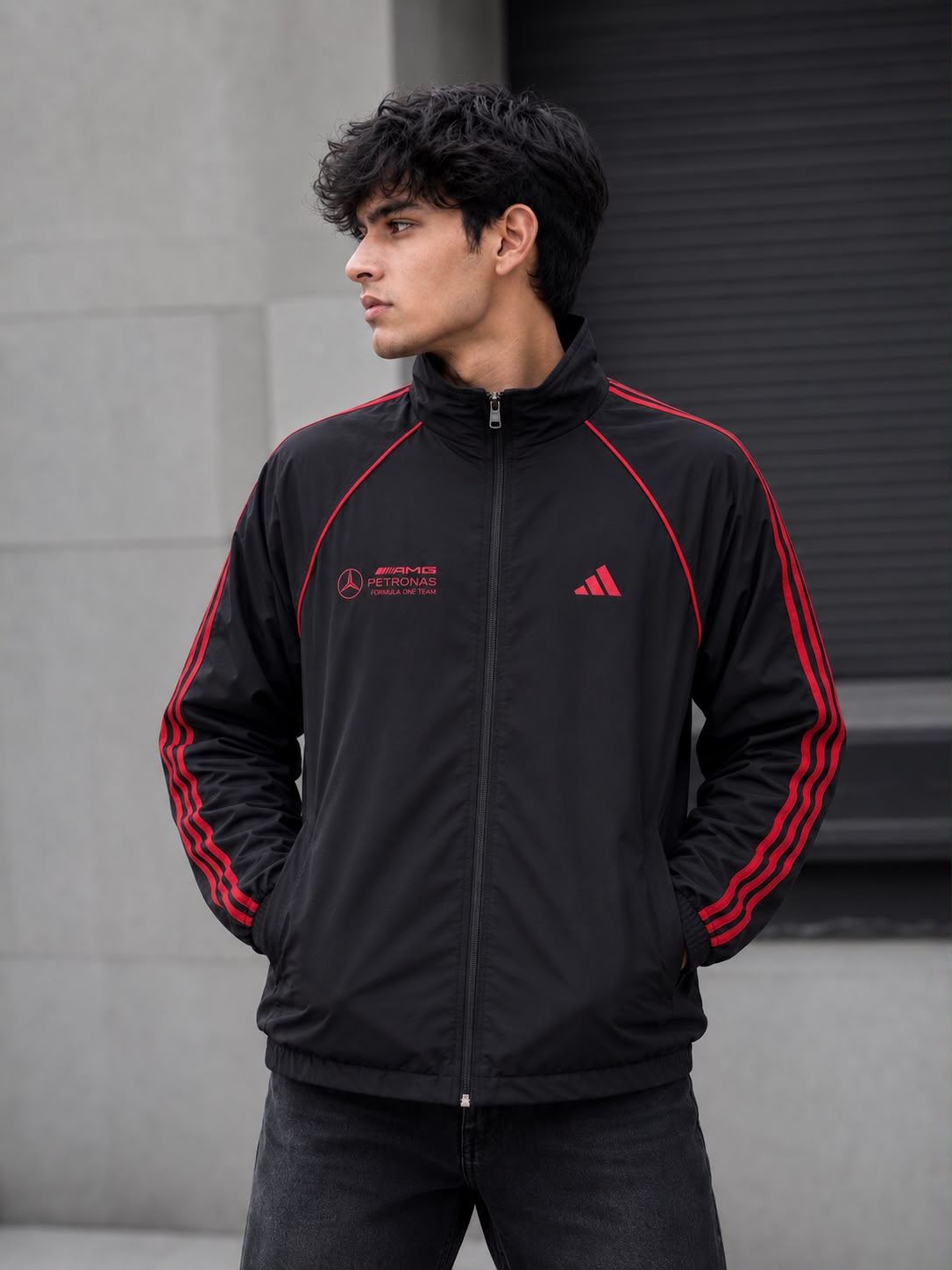 Special Edition Adidas Mercedes Benz Rain Jackets Waterproof (Black)