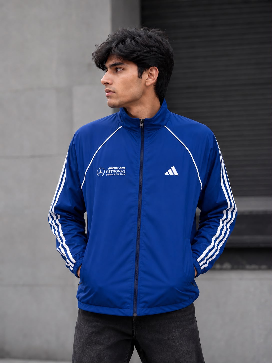 Special Edition Adidas Mercedes Benz Rain Jackets Waterproof (Blue)
