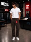 Diesel Cotton Trousers Straight Fit Jet brown