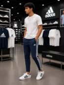 Adidas Cotton Knit Track Pant [ Navy Blue ]