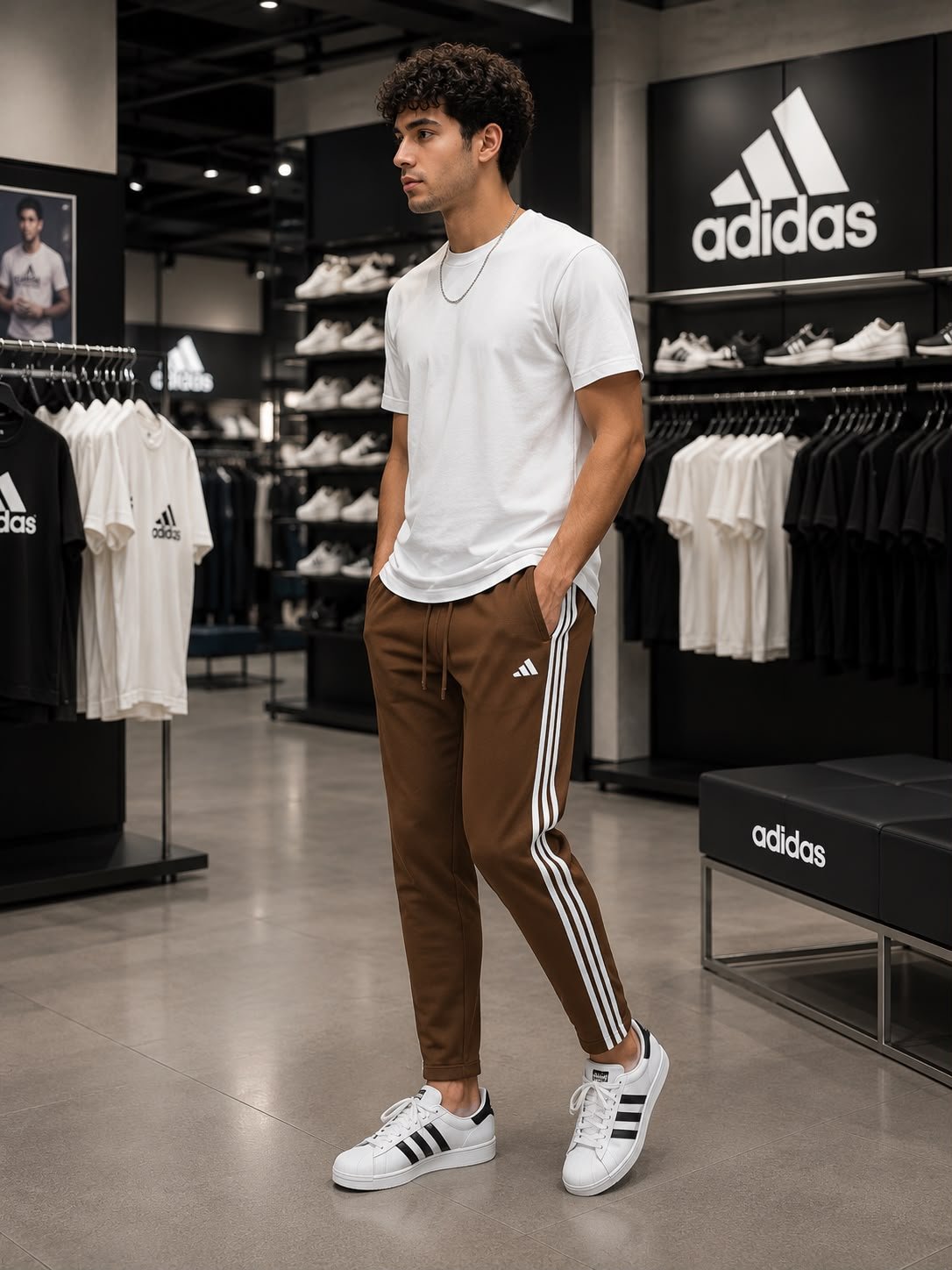 Adidas Cotton Knit Track Pant [ Brown ]