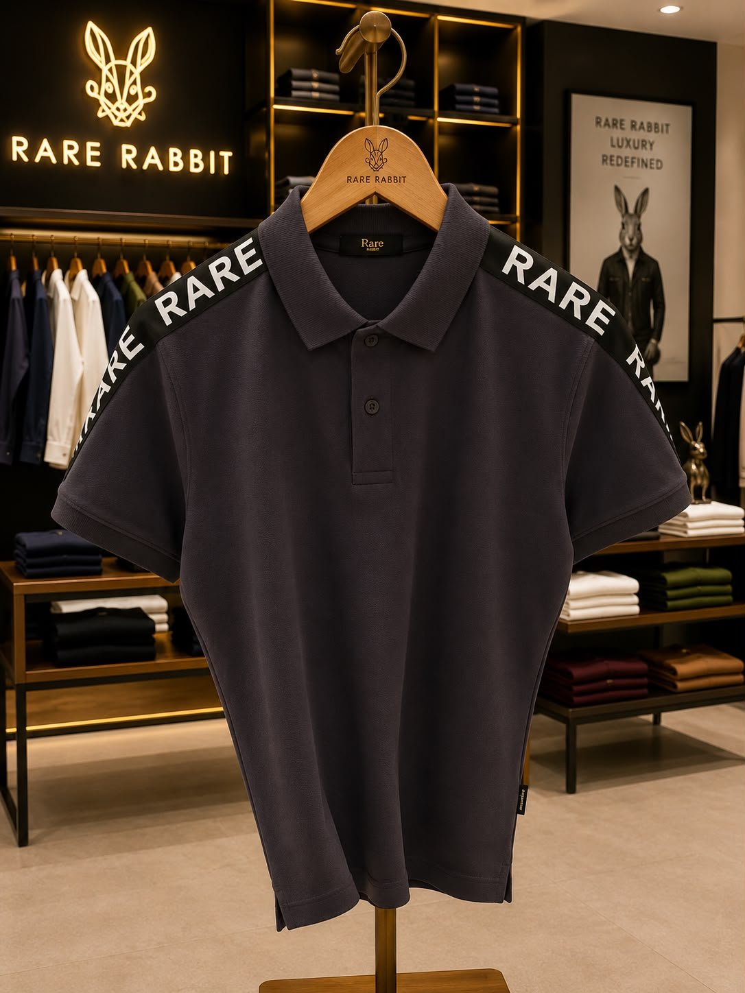 Rare Rabbit Premium Collar Tshirt (Dark Gray)