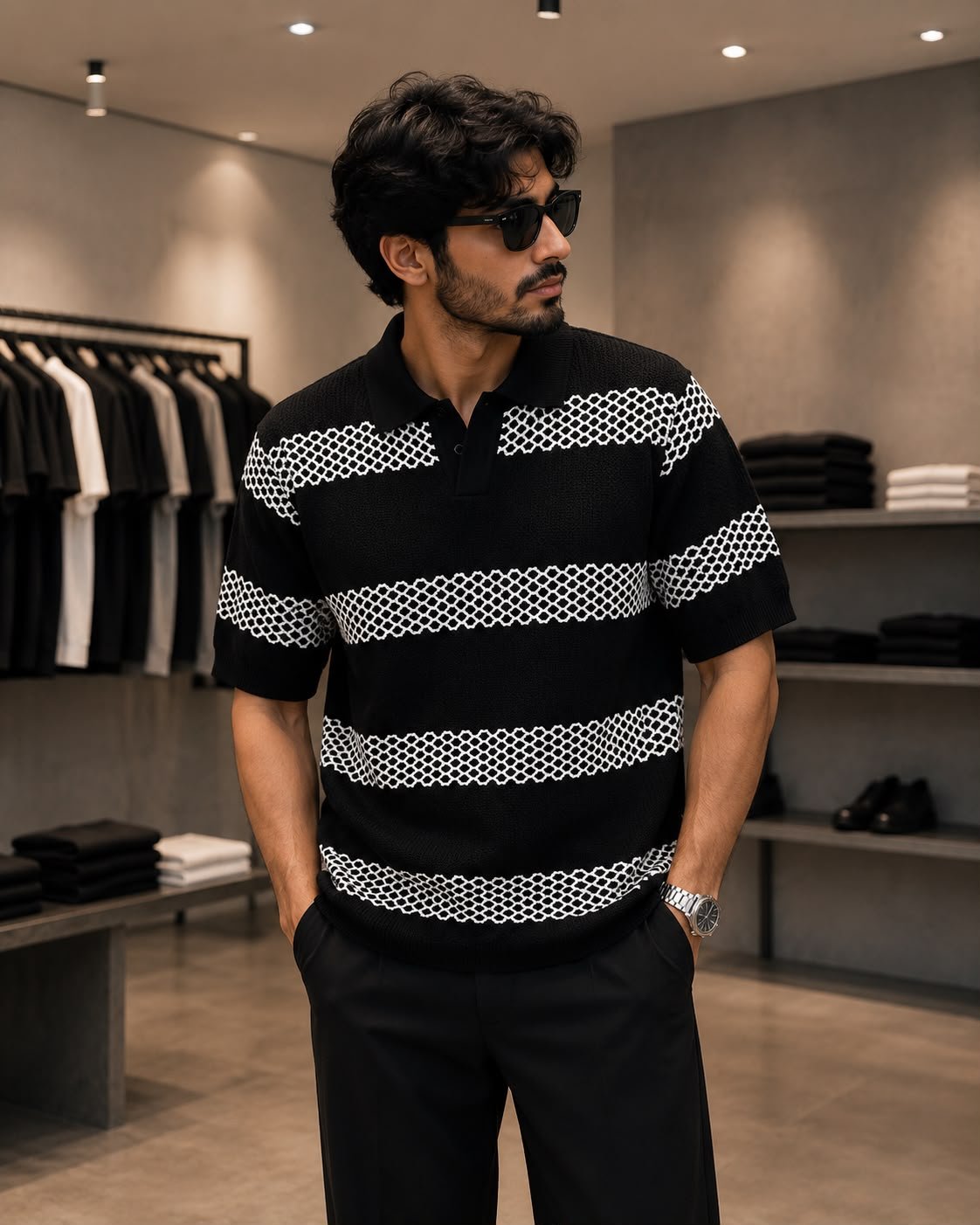 Premium Knitted Tshirt (Black)