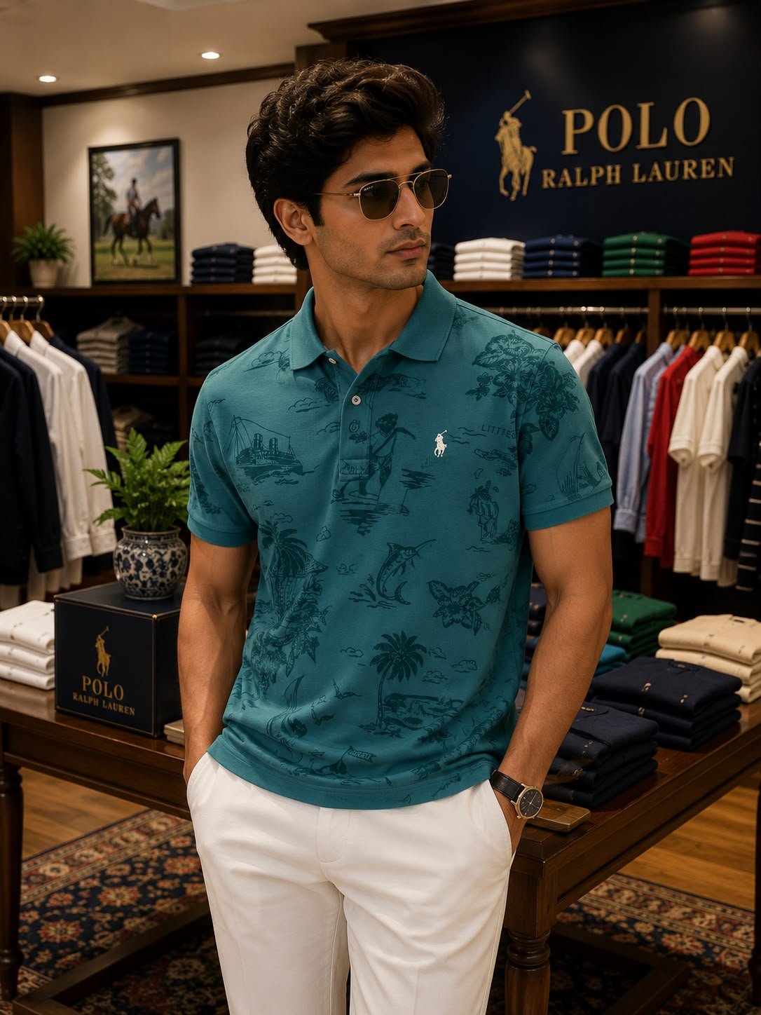 RL Polo Premium Collar T-shirt (Marine blue)
