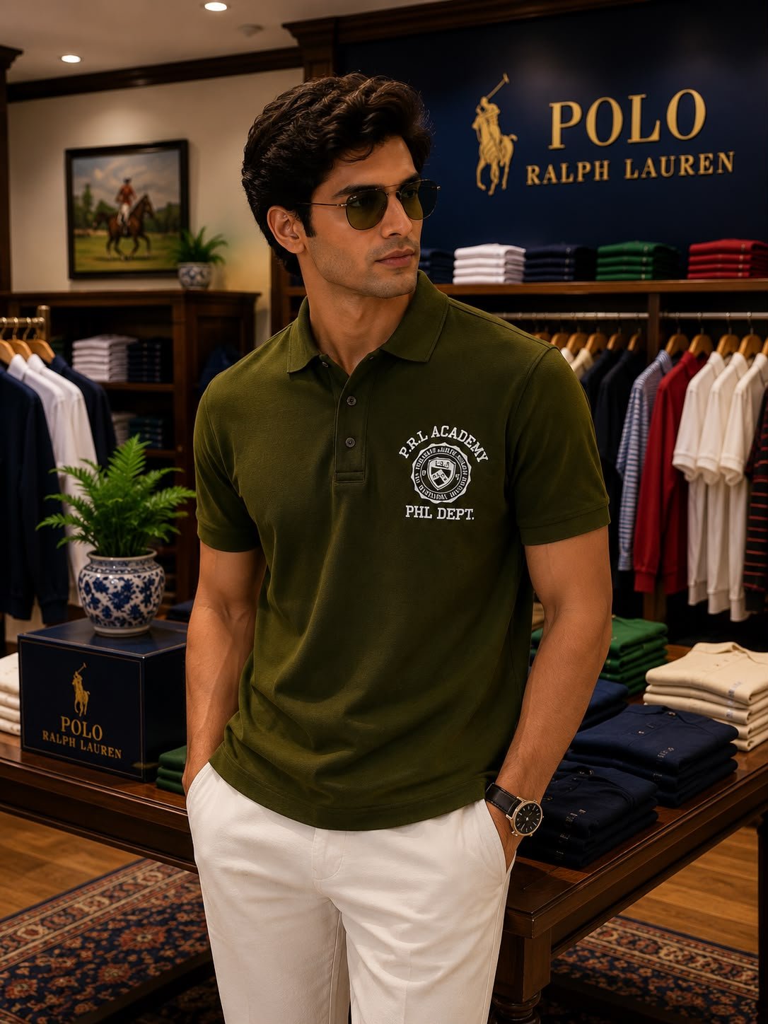 RL Polo Premium Collar T-shirt (Olive)