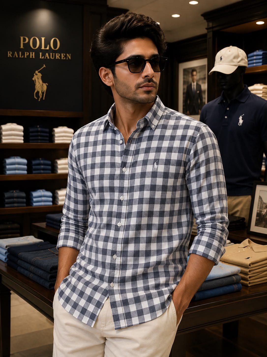 Ralph Lauren Checks Shirts(LIGHT GREY & White) 4