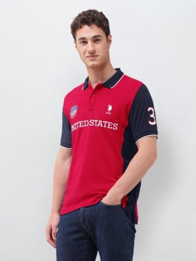 US Polo Premium Collar Tshirt (Red) 1
