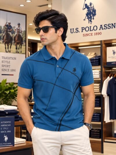 US Polo Premium Collar Tshirt (Royal Blue)