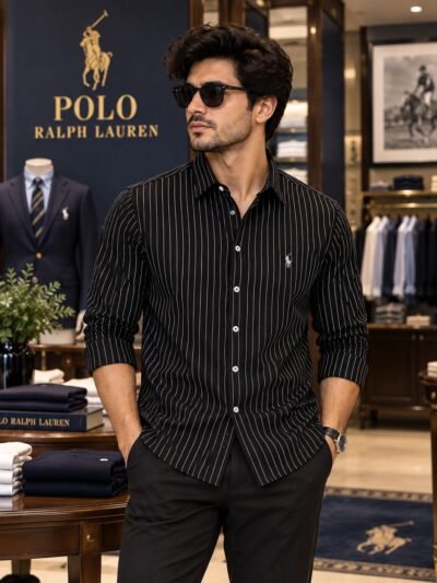 RL Polo Self Design Shirts ( Black ) 4
