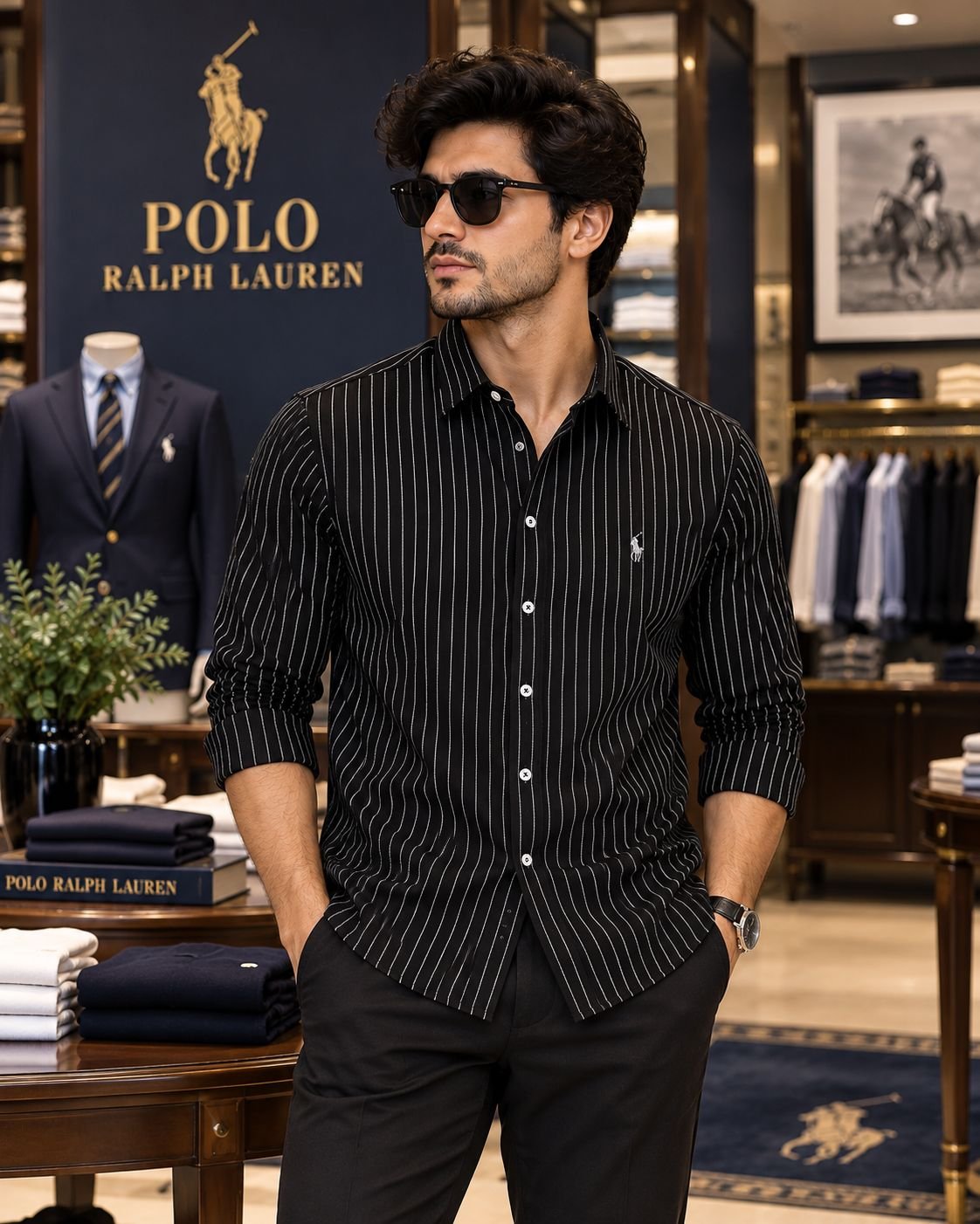 RL Polo Self Design Shirts ( Black ) 4