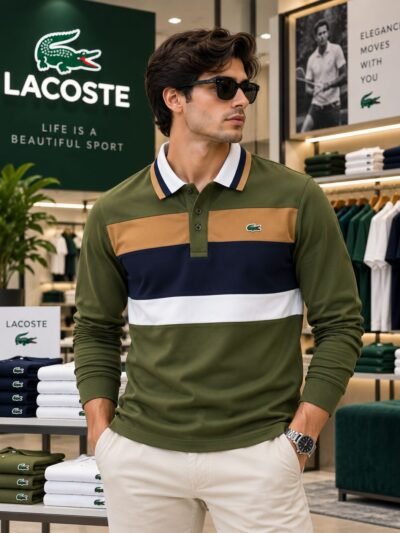 Lacoste Premium Full Sleeves Tshirts(Green) 1