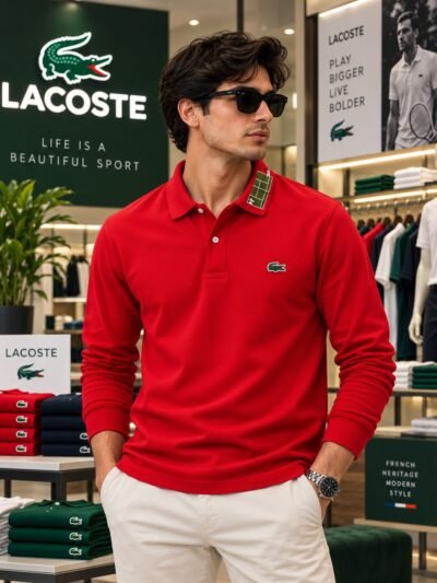Lacoste Premium Full Sleeves Tshirts(Red) 5