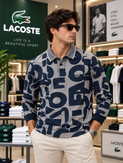 Lacoste Premium Full Sleeves Tshirts(Grey) 2