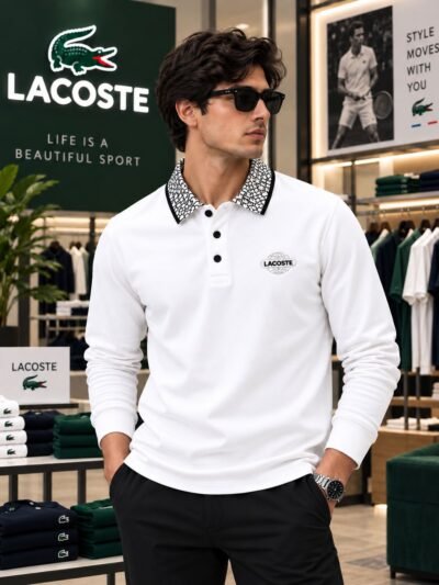 Lacoste Premium Full Sleeves Tshirts(White) 6