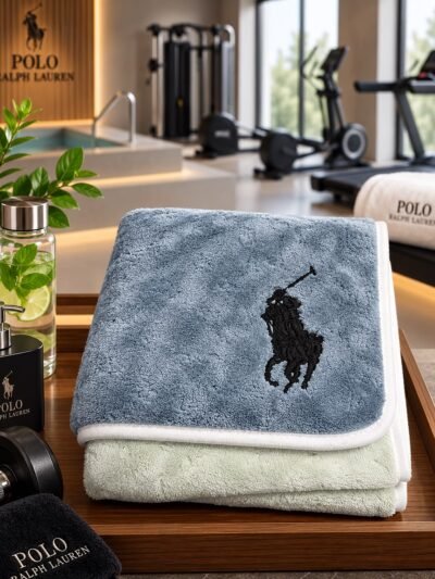 RL Polo Premium Napkins in 40x80CM (Dusty Blue + Mint Green) 2