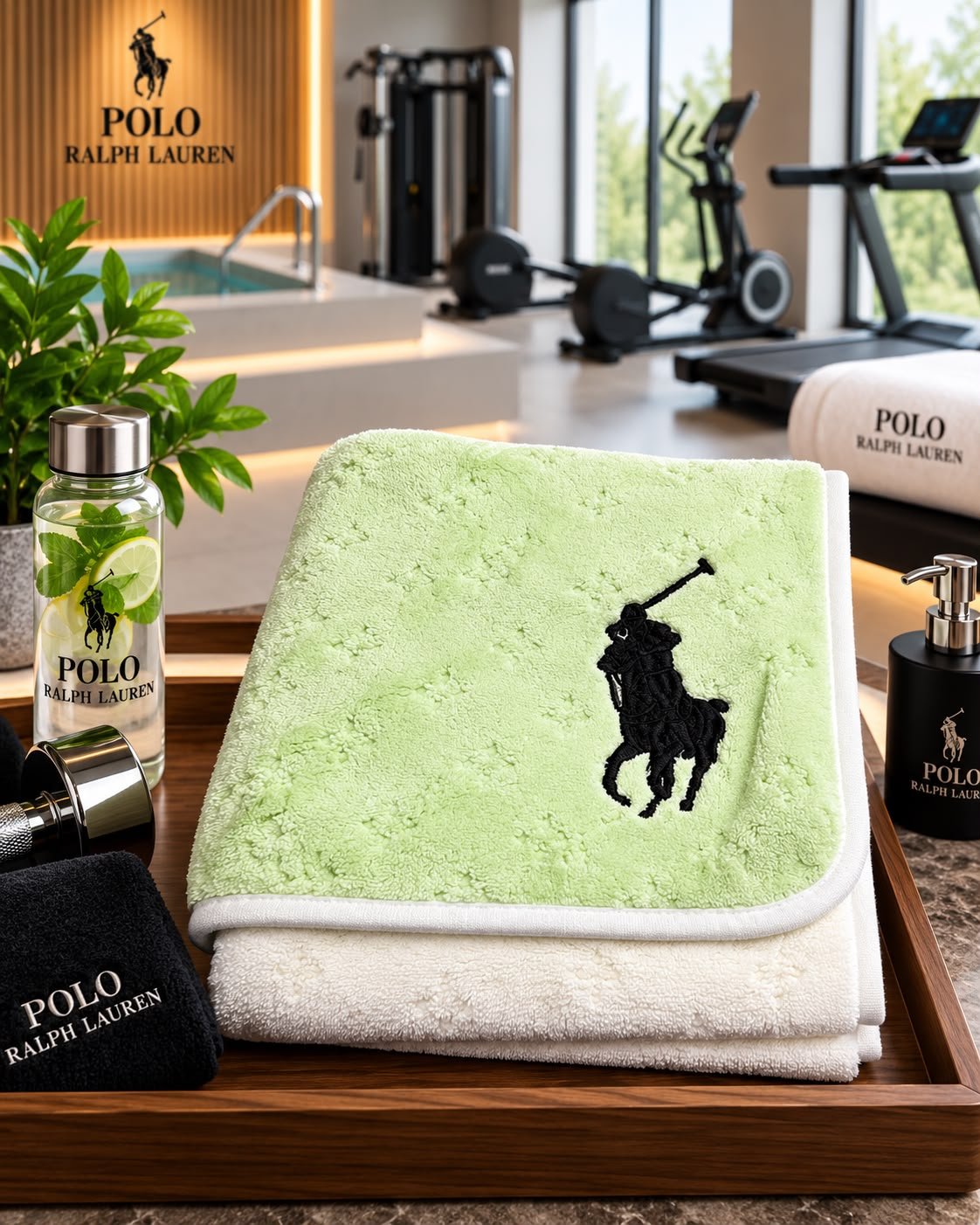 RL Polo Premium Napkins in 40x80CM (Pistachio Green + Ivory Cream) 6