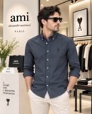 Ami Paris Premium Oxford Lycra Shirts [ Slate Grey ] 4