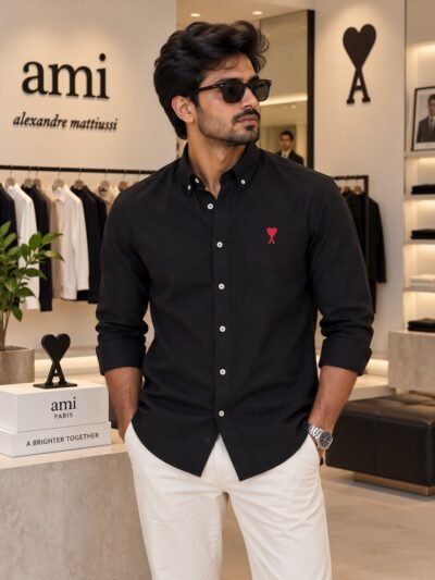 Ami Paris Premium Turkish Linen Shirts (Black)