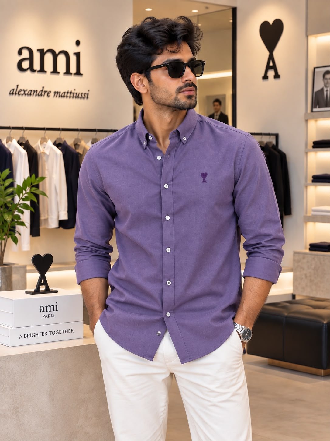 Ami Paris Premium Turkish Linen Shirts (Lavender) 3