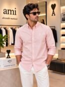 Ami Paris Premium Turkish Linen Shirts (Pale pink) 8