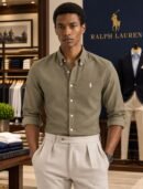 RL Polo Premium Linen Blend Shirts (Olive Khaki) 3