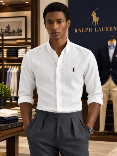 RL Polo Premium Linen Blend Shirts (White) 5