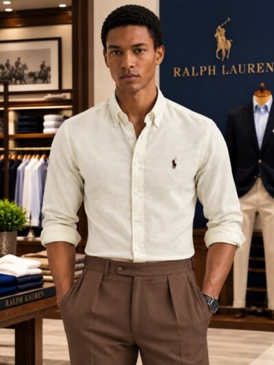 RL Polo Premium Linen Blend Shirts (Ivory White) 2