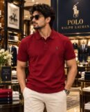 Premium RL Polo Tshirt with Metal Logo(Maroon) 1