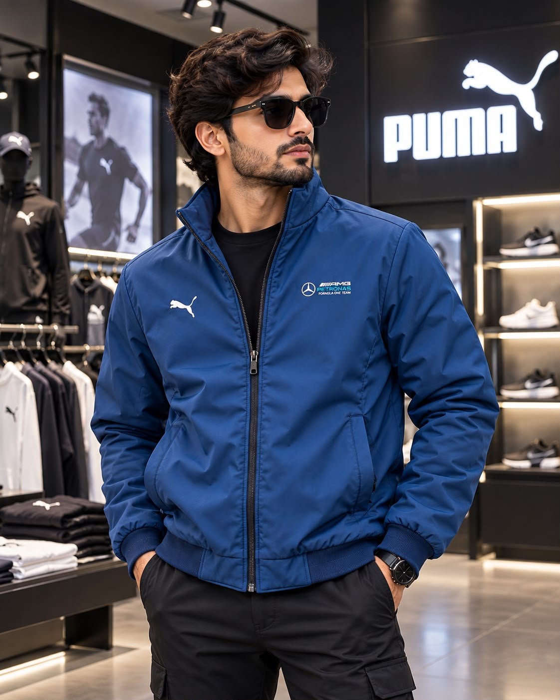 Puma 2 in 1 Premium Waterproof Jacket (Blue with navy blue) 1