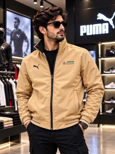Puma 2 in 1 Premium Waterproof Jacket (Beige with black) 7