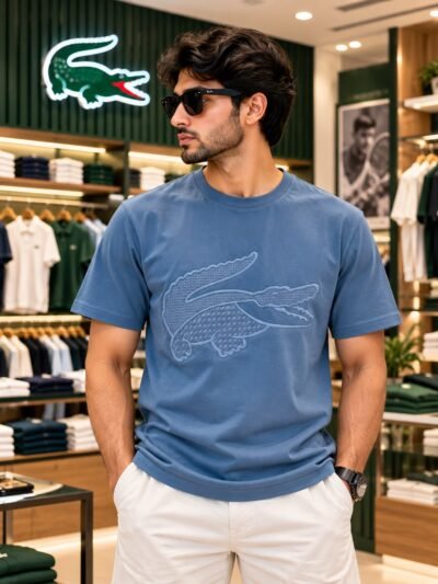 Lacoste Premium Round Neck Tshirt(Blue) 7