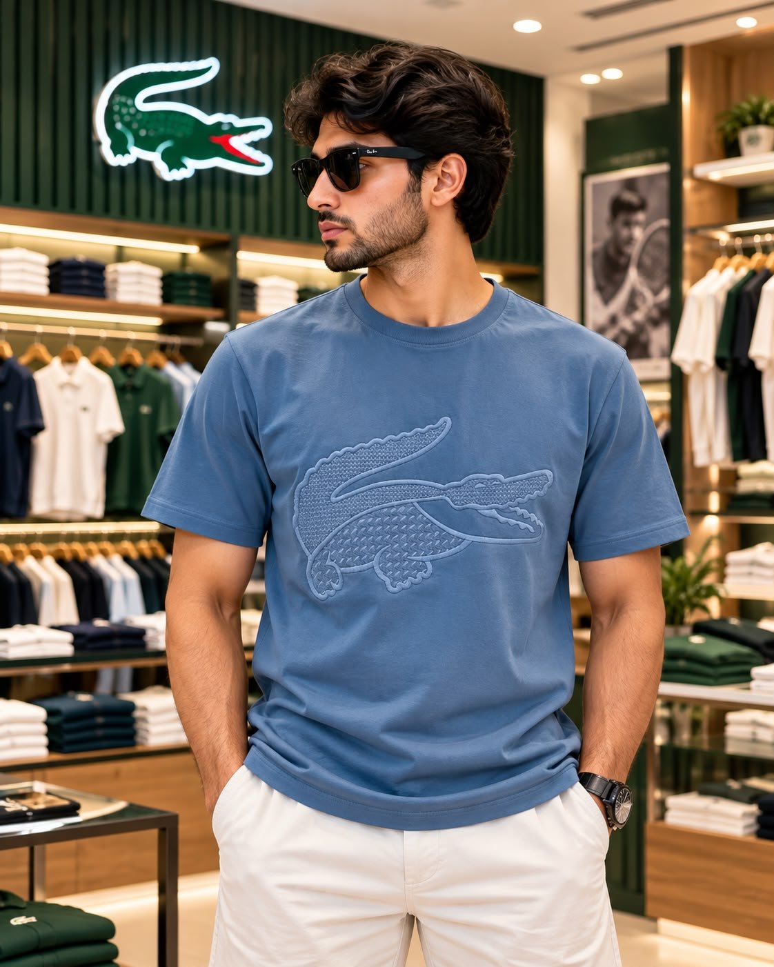 Lacoste Premium Round Neck Tshirt(Blue) 7