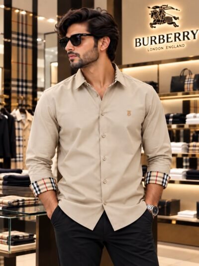Burberry Premium Liquid Fabric Shirts(Light grey) 4