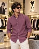 Ami Paris Premium Turkish Linen Shirts ( Dusty Mauve ) - 2