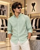 Ami Paris Premium Turkish Linen Shirts ( Mint green ) - 5