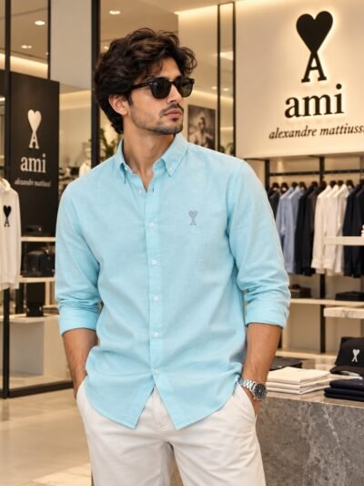 PREMIUM OLD MONEY LENIN SHIRTS ( Sky blue ) - 8