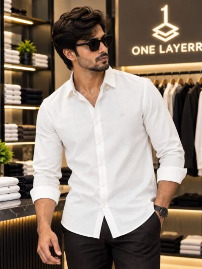 One Layerr Premium Liquid Fabric Shirt (White) 2