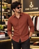 One Layerr Premium Liquid Fabric Shirt (Rust Brown) 2