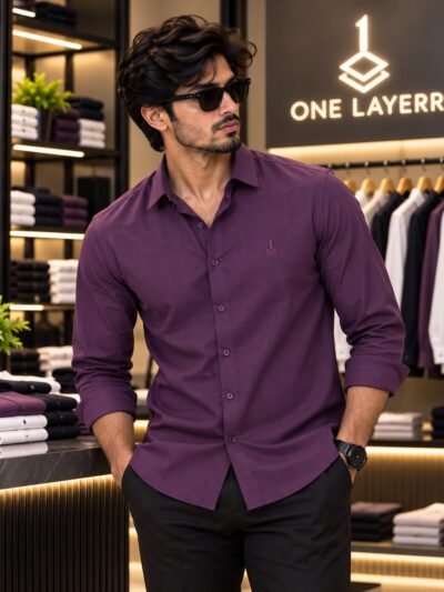 One Layerr Premium Liquid Fabric Shirt (Purple) 7