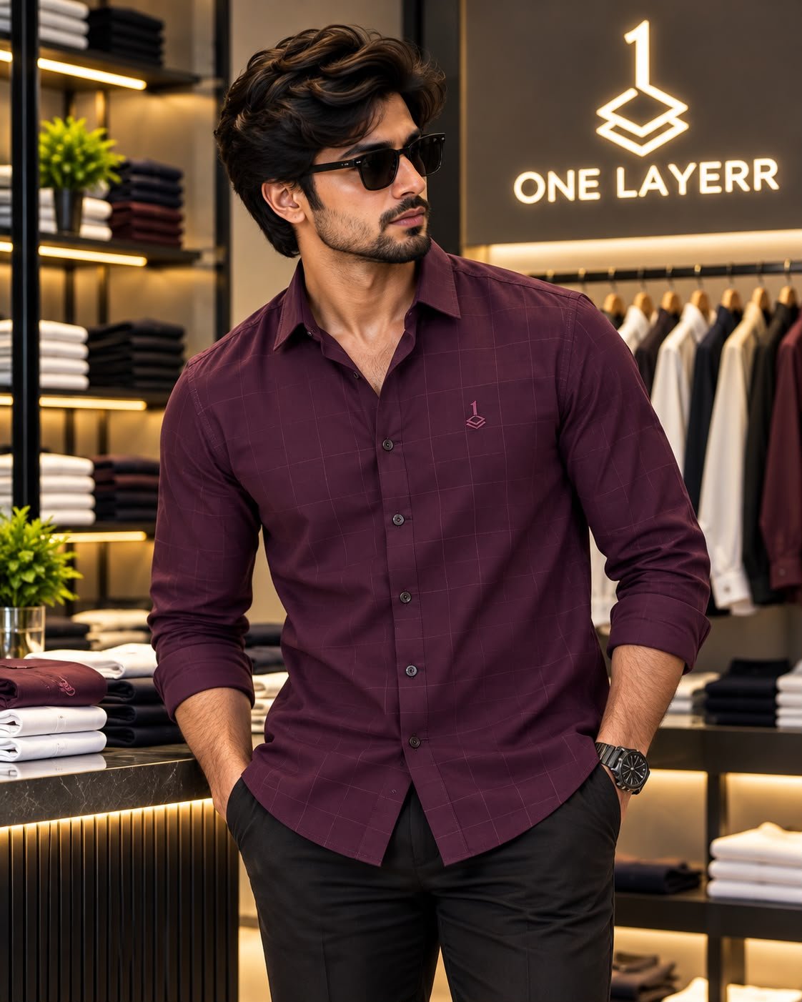 One Layerr Premium Liquid Fabric Shirt (Wine Burgundy) 6