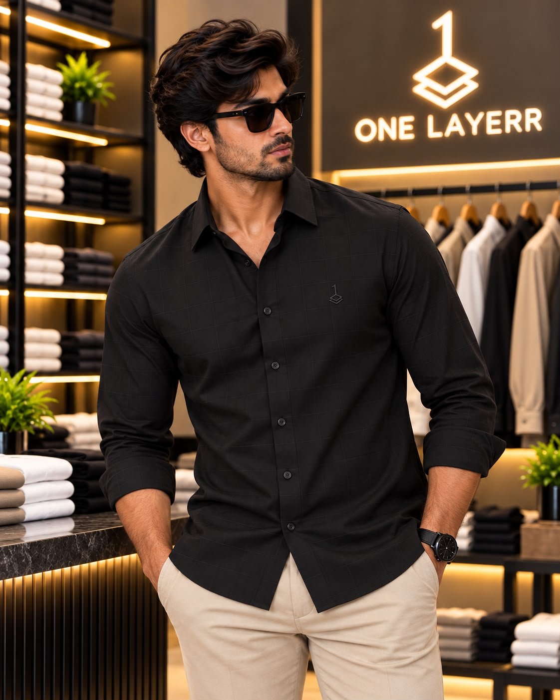 One Layerr Premium Liquid Fabric Shirt (Black) 9