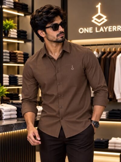 One Layerr Premium Liquid Fabric Shirt (Brown) 1