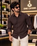 One Layerr Premium Liquid Fabric Shirt (Chocolate brown) 5