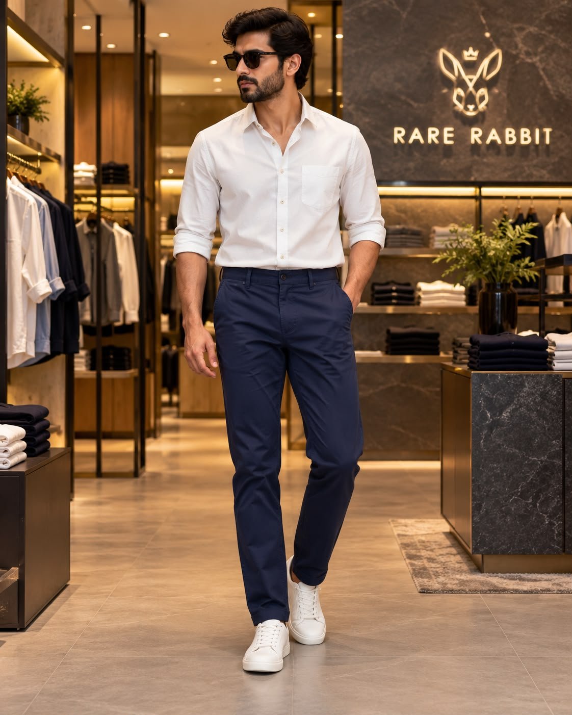Rare Rabbit Premium Cotton Chinos Pant ( Navy blue )