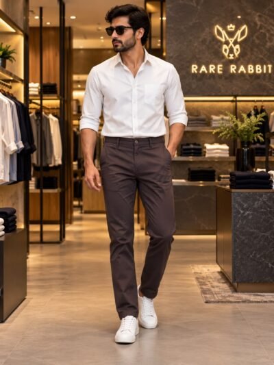 Rare Rabbit Premium Cotton Chinos Pant ( Brown )