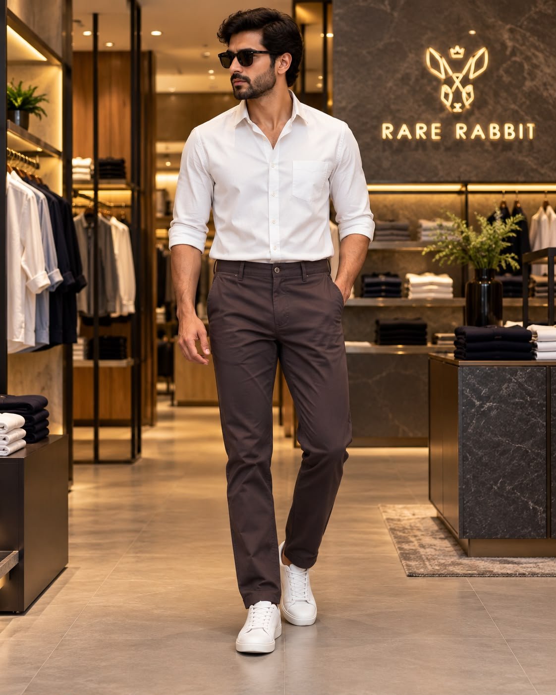 Rare Rabbit Premium Cotton Chinos Pant ( Brown )